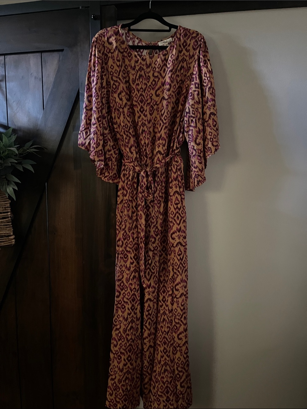 Pink & Cream Patterned Tie-Waist Jumpsuit